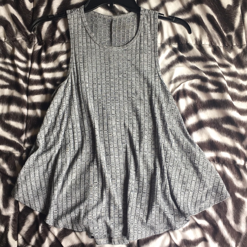Grey Racerback Ribbed Tank Top